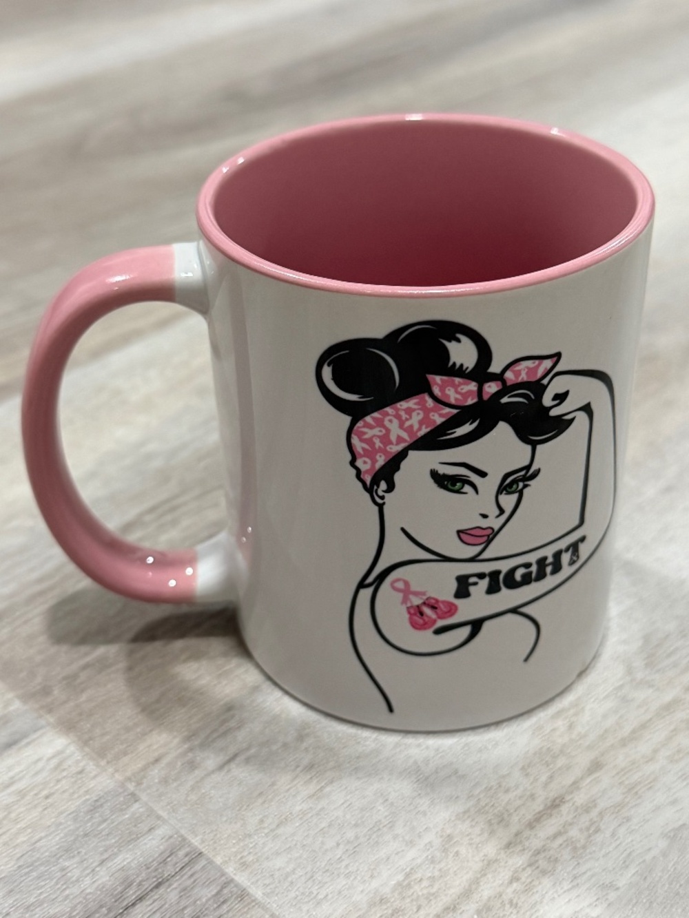 Breast Cancer Awareness Pink Ribbon “Fight” Coffee Mug